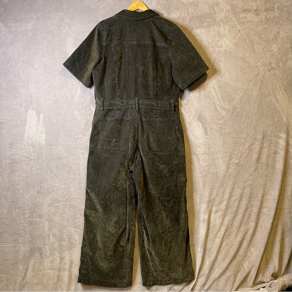 Universal Thread - Women's Holiday Short Sleeve Flocked Denim Jumpsui Olive - Picture 3 of 14